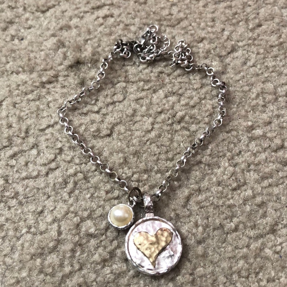 Silver Heart and Pearl necklace